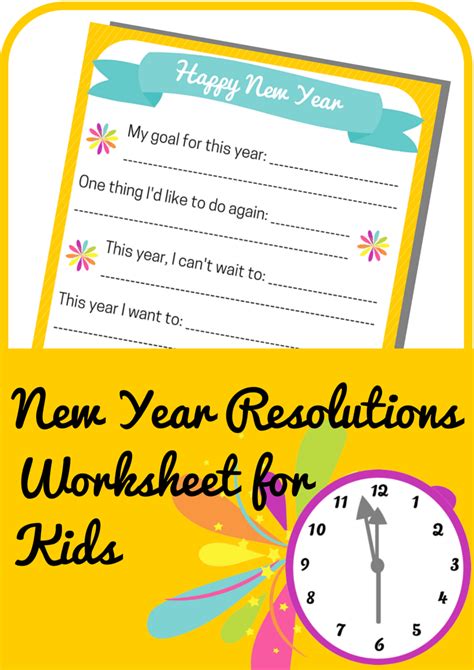 New Year Resolutions Worksheet for Kids - A Grande Life