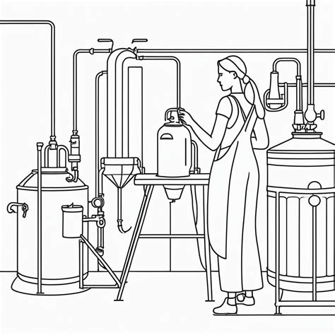 Simple Editorial Illustration Of A Person Brewing Beer In A Brewery