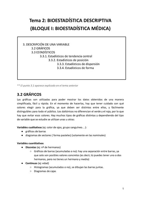 TEMA 2 Bioestadí Stica Descriptiva Tema 2 BIOESTADÍSTICA