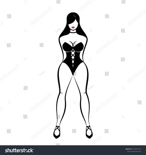 Pretty Woman Dressed Black Lingerie Isolated Stock Vector Royalty Free Shutterstock
