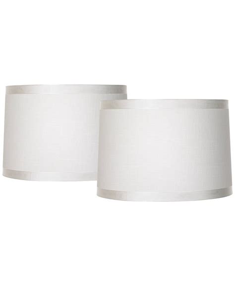 Springcrest Set Of 2 Off White Fabric Medium Drum Lamp Shades 15 Top X 16 Bottom X 11 High