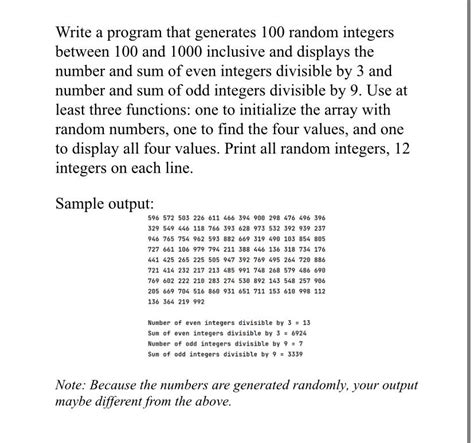 Write A Program That Generates 100 Random Integers