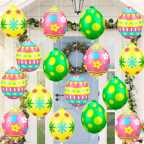 Jetec 16 Pcs Inflatable Easter Eggs Decorations Easter Inflatables Outdoor