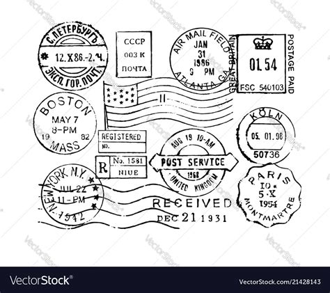 Postage Stamps Collection Royalty Free Vector Image