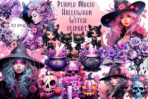 Purple Magic Halloween Witch clipart, Halloween (2878703)