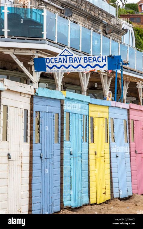 Colourful Beach Huts On The Seafront At Swanage On The Isle Of Purbeck