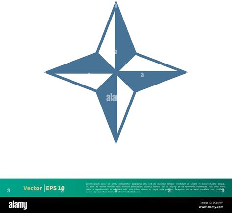 Compass Rose Star Icon Vector Logo Template Illustration Design