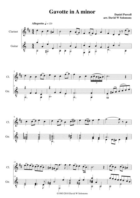 Gavotte In A Minor For Clarinet And Guitar Arr David Warin Solomons