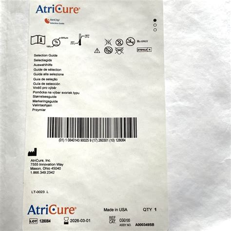 New Atricure Ref Cgg100 Atriclip Selection Guide Exp 2026 03 Disposables General For Sale