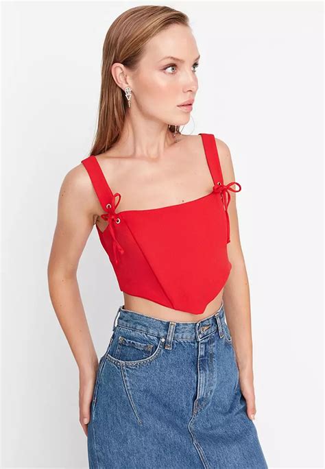 Buy Trendyol Lace Up Crop Top Online Zalora Malaysia