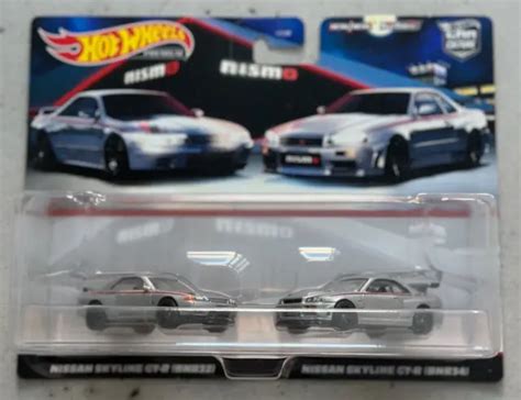 Hot Wheels Premium Twin Set Nissan Skyline Gt R Bnr32 Bnr34 Nismo R32 R34 2 Pack £59 99