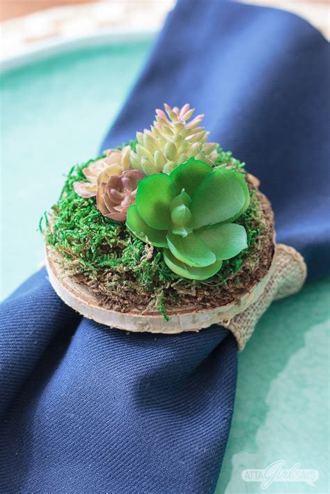 Succulent Napkin Rings DIY For Summer Parties Rustic Wedding Decor