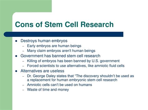 PPT - Should Stem Cell Research be Continued? The Pros and Cons of Stem Cell Research PowerPoint ...