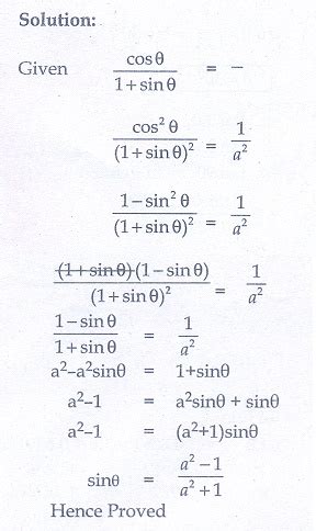 Exercise Trigonometric Identities Problem Questions With Answer