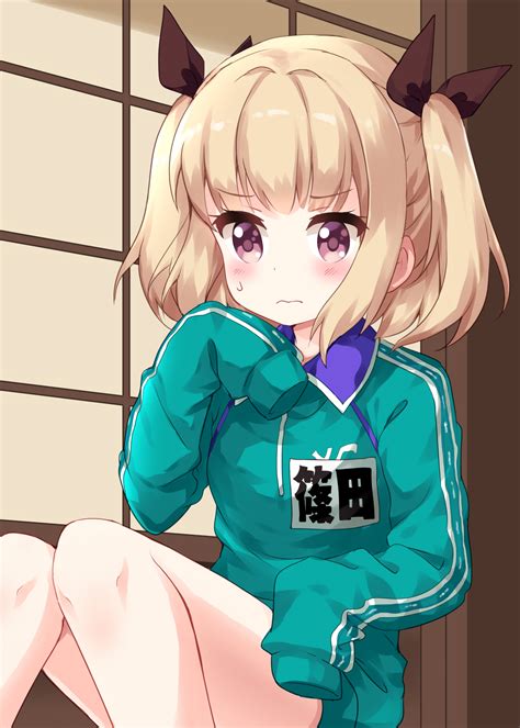 Safebooru 1girl Bangs Blonde Hair Blush Brown Eyes Brown Ribbon Closed Mouth Eyebrows Visible