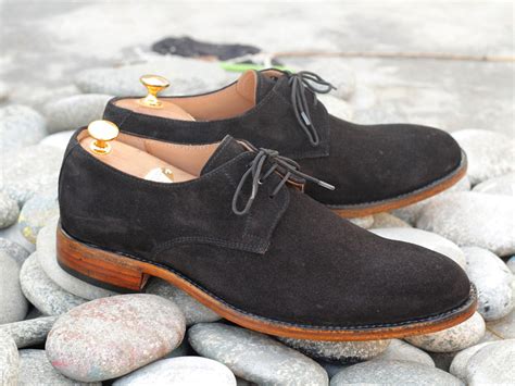 Handmade Mens Black Suede Derby Lace Up Shoes Men Designer Dress For Theleathersouq