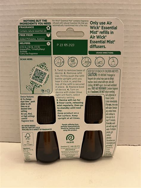 2 Air Wick Refills Essential Mist Fresh Pine And Juniper Limited Edition