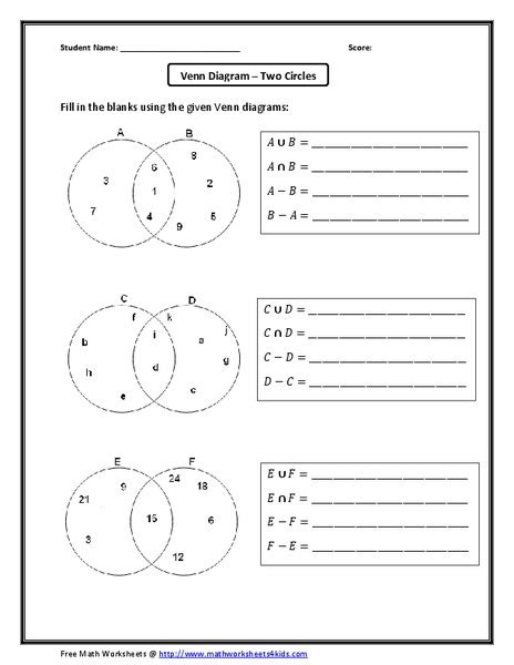 40 union and intersection worksheet - Worksheet Works