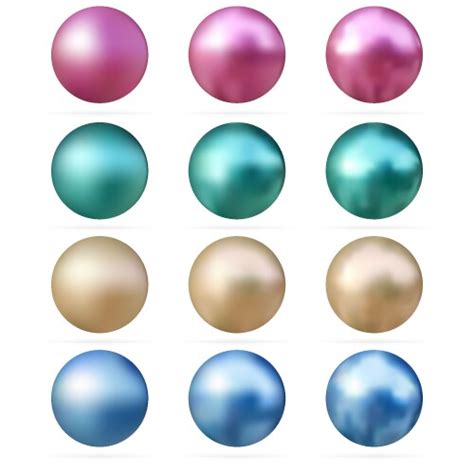 Realistic Different Colors Pearls Set Round Vector Image