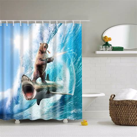 Turetrip 3D Shower Curtains Waterproof Mildew Resistant Curtains With ...