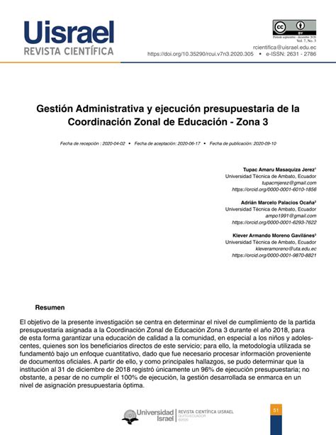 Pdf Gesti N Administrativa Y Ejecuci N Presupuestaria De La