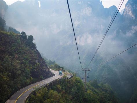 Beautiful View From Cable Car To Tianmen Mountain Tianmen Mountain