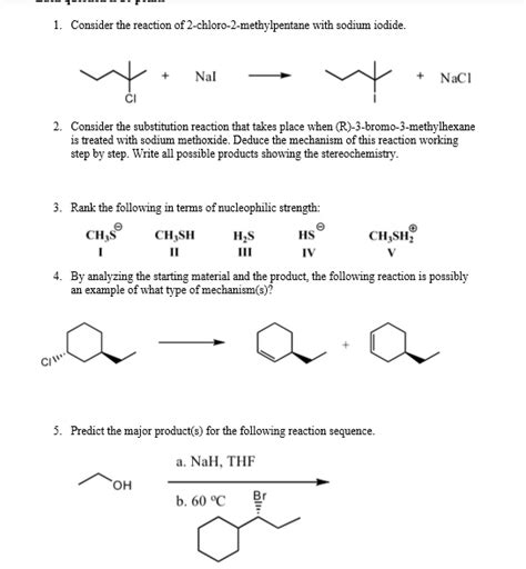 Solved Consider The Reaction Of 2 Chloro Methylpentane With Sodium