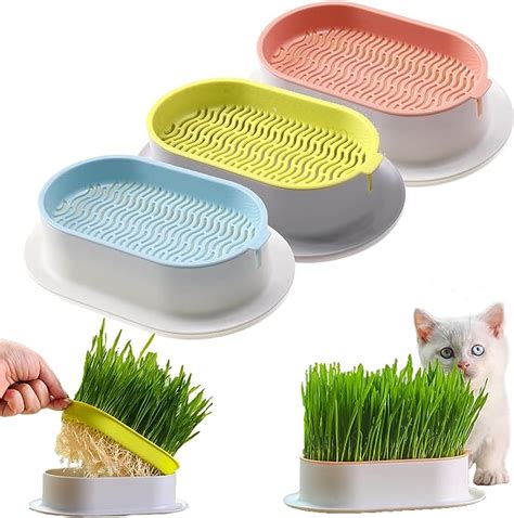 Wflwlhh Hydroponic Cat Grass Planter Cat Grass Seed Sprouting Tray Capacity Cat