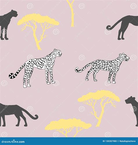 Seamless Pattern with Savanna Animals Stock Vector - Illustration of ...