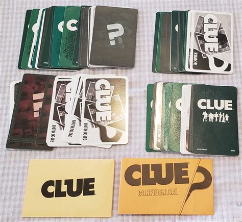 Assorted Clue Game Cards Suspect Room Weapons Cards Confidential