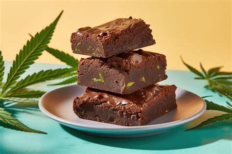 Premium AI Image | Three marijuana brownies on top of each other with ...