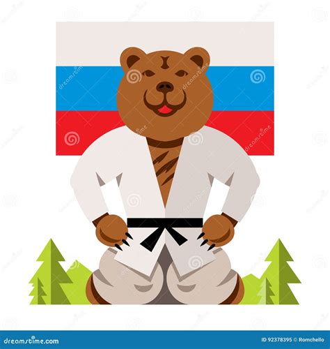 Vector Russian Bear Humor Concept Flat Style Colorful Comic Cartoon