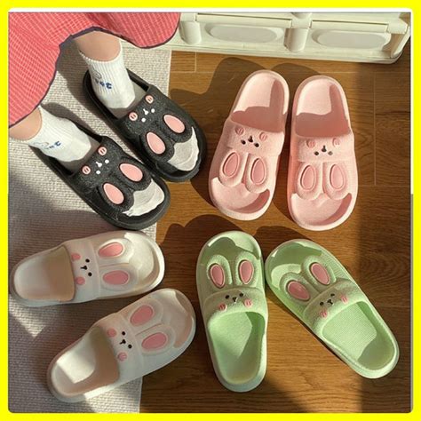 Jual Sandal Slip On Pvc Cute Rabbit Kelinci Rumah Nyaman Slipper Korea