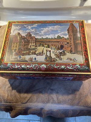 1986 E Otto Schmidt Tin Biscuit Cookie Box Chest Made West Germany