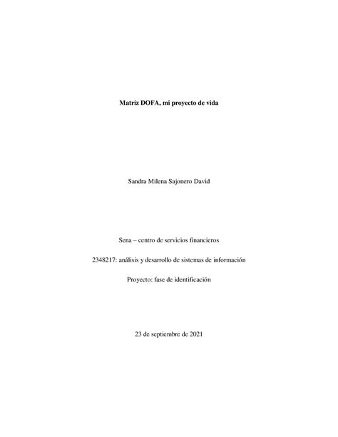 AP01 AA2 EV10 Transversal Emprendimiento Matriz DOFA Mi Proyecto De