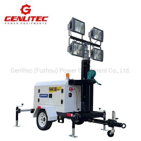 M Vertical Manual Mast Mobile Light Tower With Kubota D Bg Engine