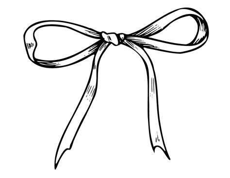 Ribbon With Bow Hand Drawn Vector Illustration Of Satin Or Silk Knot On White Isolated