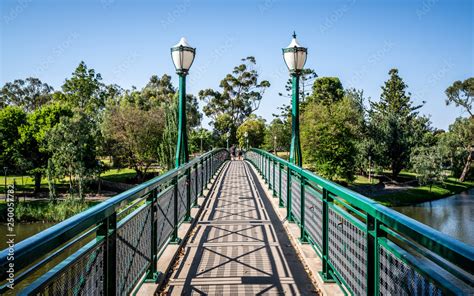 Old Albert Bridge An Heritage Footbridge Over Torrens River With Street