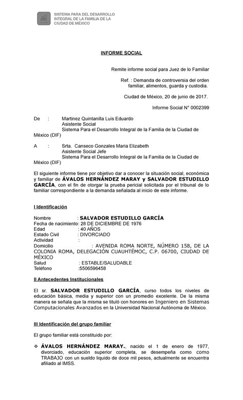 Ejemplo De Informe Pericial Social Printable Templates Free