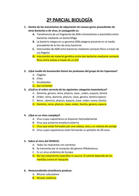 Parcial Biolog A Examen Parcial Biolog A Dentro De Los