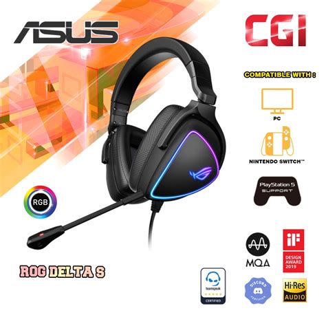 Asus Rog Delta S Rgb Lighting Usb C Gaming Headset With Ai Noise Canceling Mic 90yh02k0 B2ua00