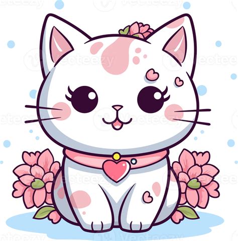 Kawaii Linda Contento Gato En Clipart Estilo Generativo Ai 26419490 PNG