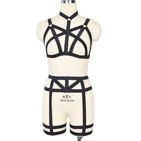 Sexy Harness Body Cage Bondage Inspired Straps Black Elastic Goth