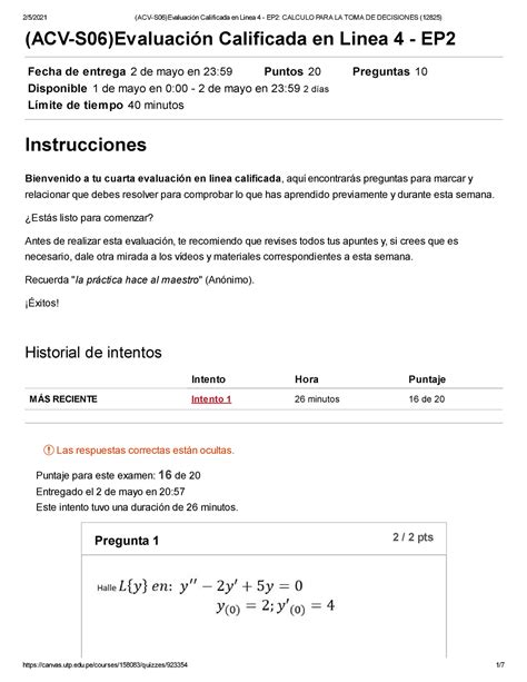 ACV S06 Evaluación Calificada en Linea 4 EP2 Calculo PARA LA TOMA DE