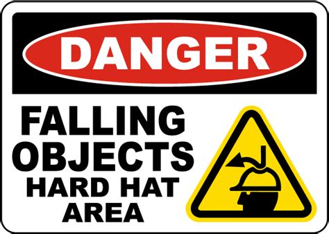 Danger Falling Objects Hard Hat Area Sign Get 10 Off Now