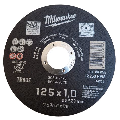 Tarcza do cięcia metalu 125x1 INOX TRADE SCS41 Milwaukee 4932479578