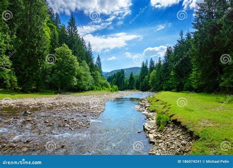 River In The Mountain Landscape Beautiful Nature Scenery With Water