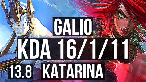 GALIO Vs KATARINA MID 16 1 11 Legendary 1000 Games KR