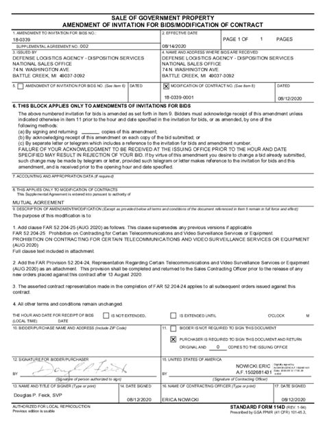 Fillable Online Sale Of Government Property Amendment Of Fax Email