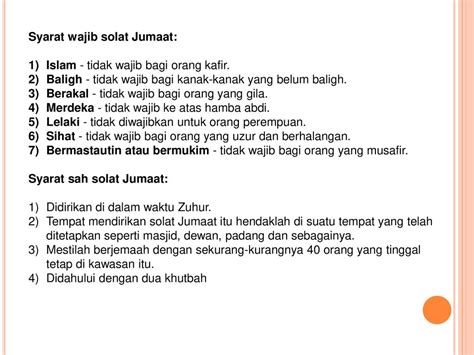 Syarat Wajib Solat Jumaat